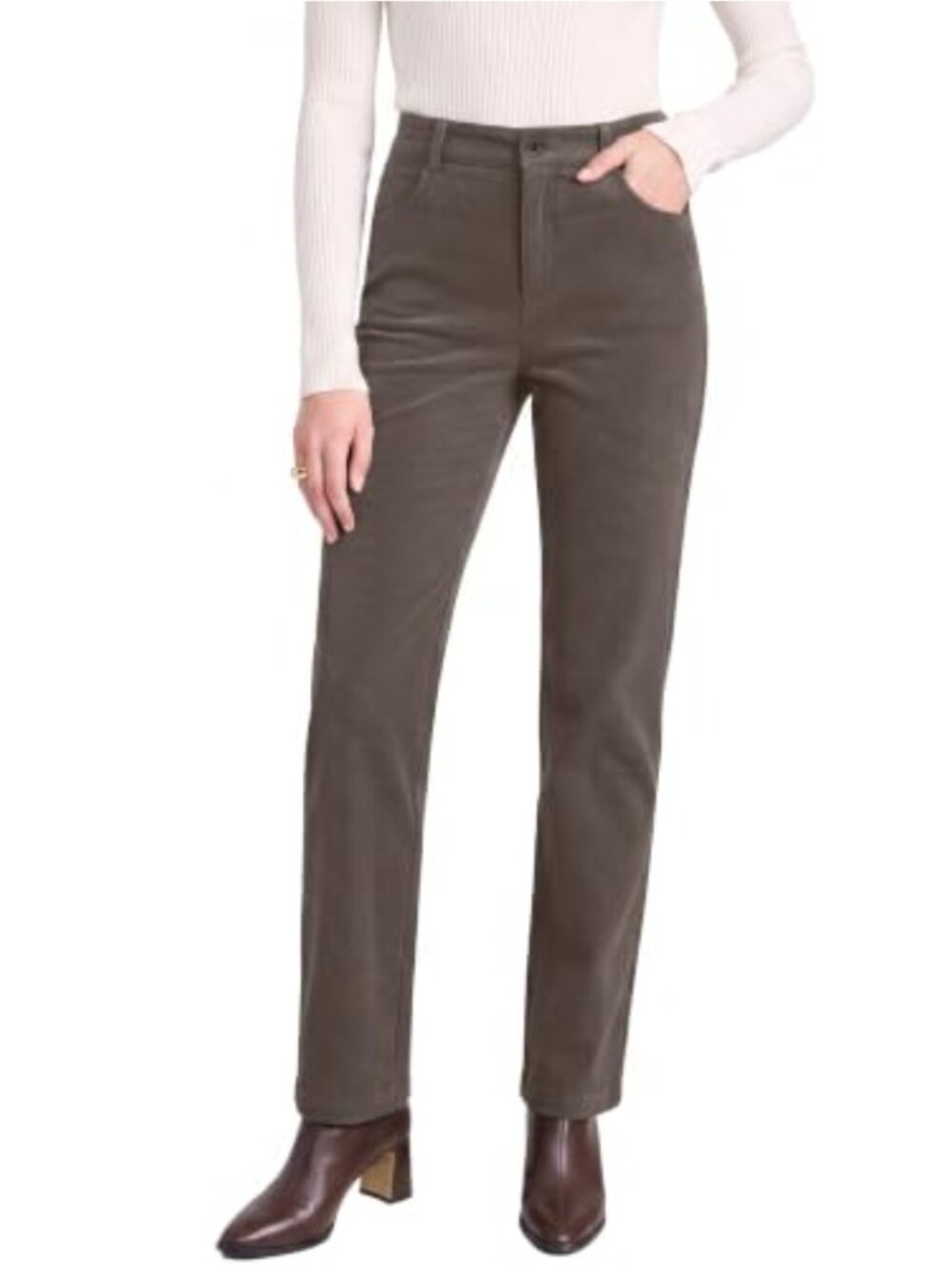 High Waisted Corduroy Straight Leg Pants Trousers Casual